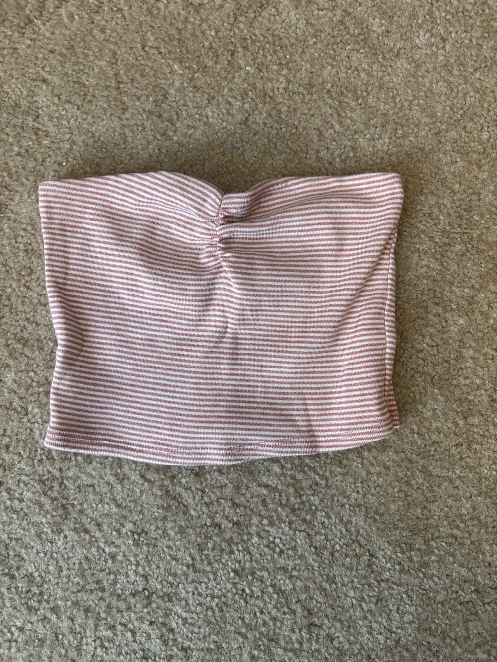 Full Tilt Pink & White Striped Ruched Tube Top